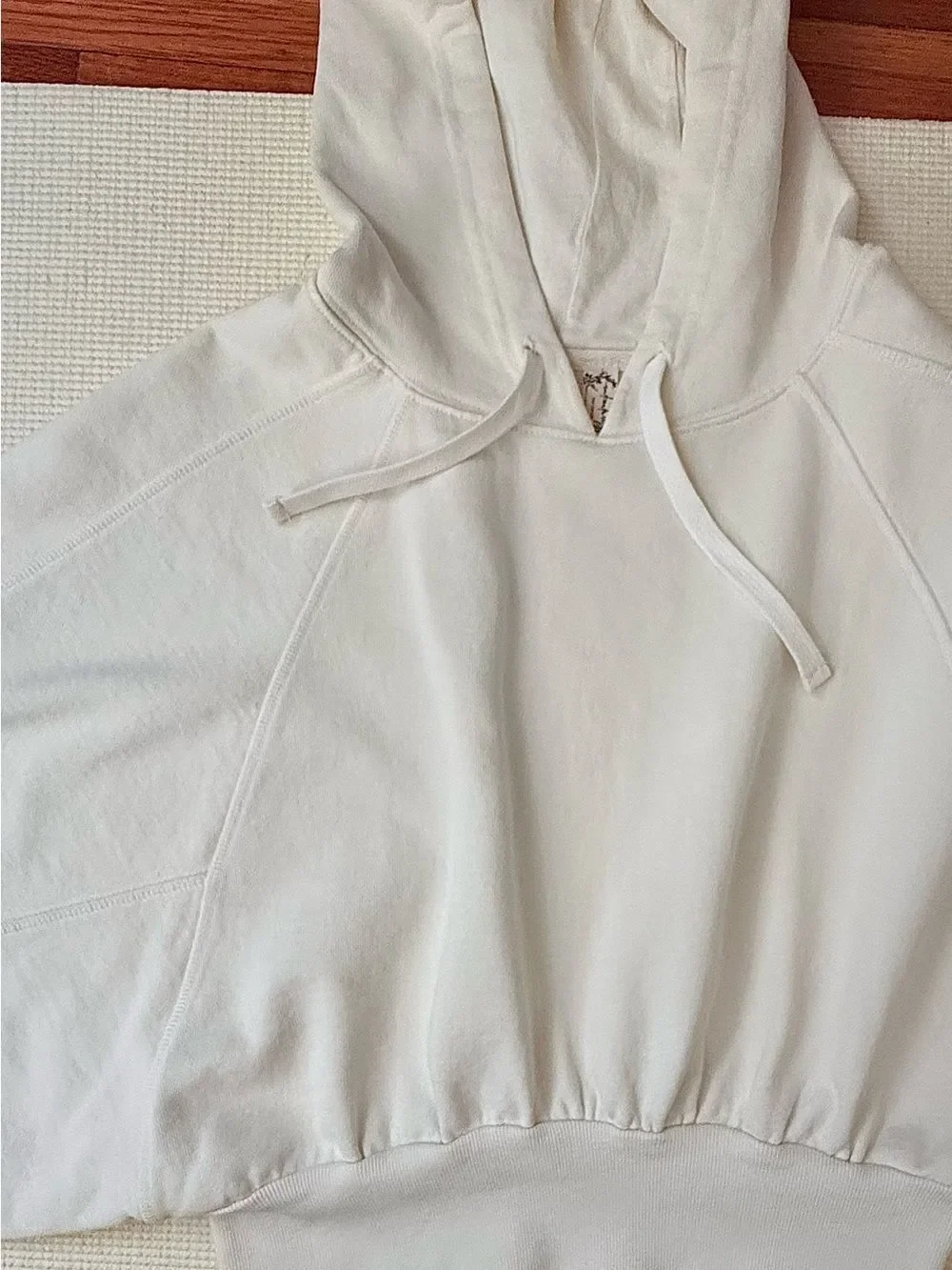 Free People Playbook Off-White Sweatshirt “Cream/Tofu” Baggie Semi-Crop Hoodie